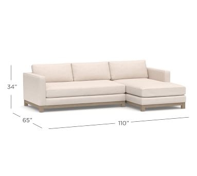 Jake Upholstered Right Arm 2-Piece Sectional with Chaise 2X1, Bench Cushion, Wood Legs Polyester Wrapped Cushions, Performance Boucle Pebble - Image 4
