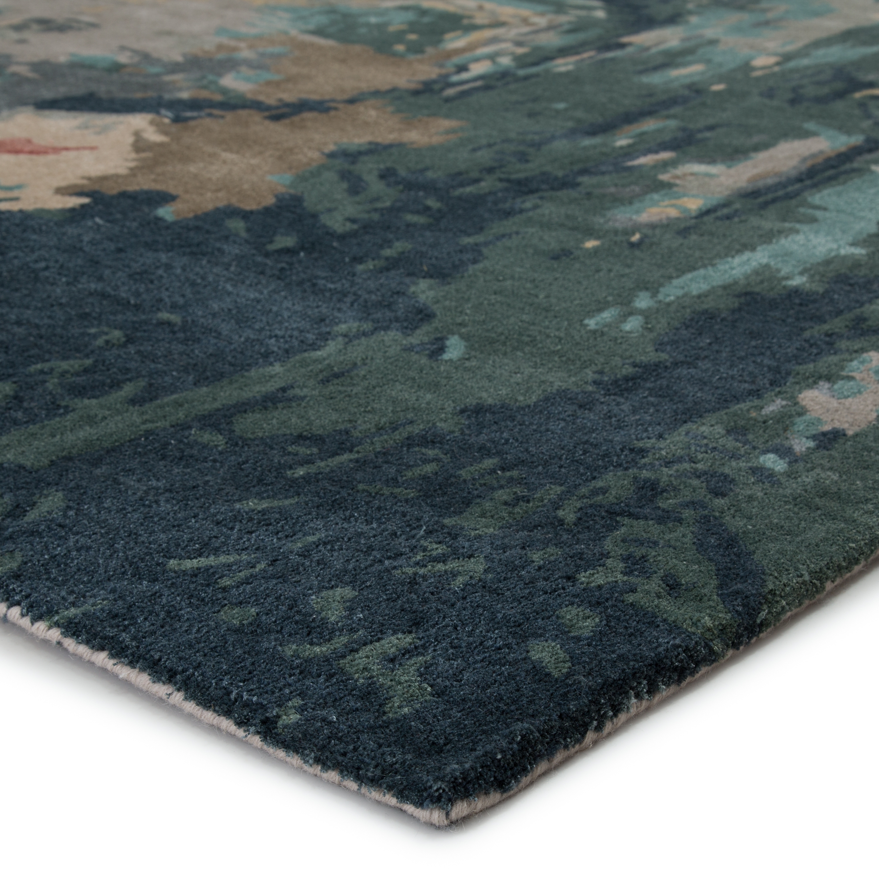 Luella Handmade Abstract Teal/ Gray Area Rug (8'X11') - Image 1