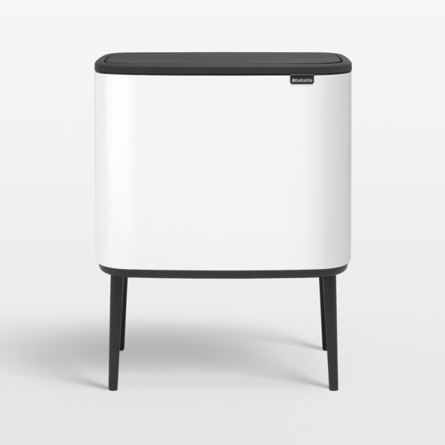 Brabantia Bo Touch Top Trash Can, Dual Compartment, White, 3 + 6 Gallon - Image 0
