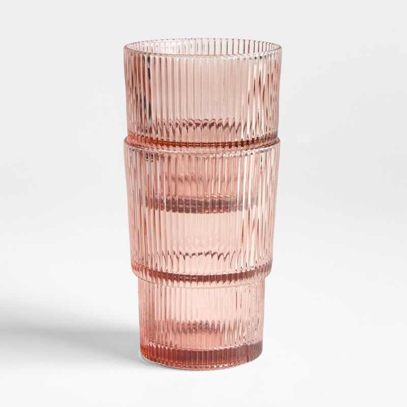 Atwell 11-oz. Spring Pink Stackable Ribbed Double Old-Fashioned Glass - Image 1