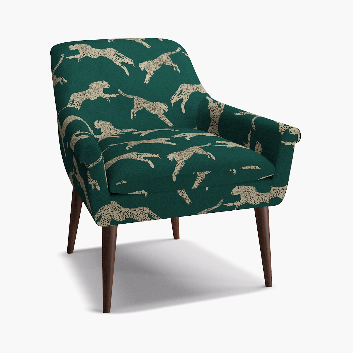 Cocktail Chair, Polo Green Cheetah, Espresso - Image 1