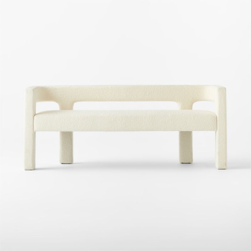 Stature 67" Warm White Boucle Bench - Image 1