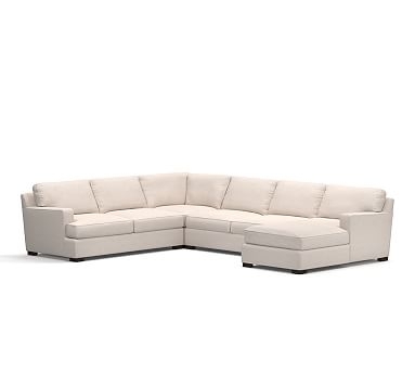 Townsend Square Arm Upholstered Left Arm 4-Piece Chaise Sectional, Polyester Wrapped Cushions, Performance Boucle Oatmeal - Image 0