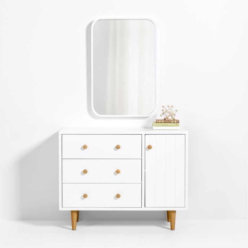 Finn White Wood Rectangle Wall Mirror - Image 3