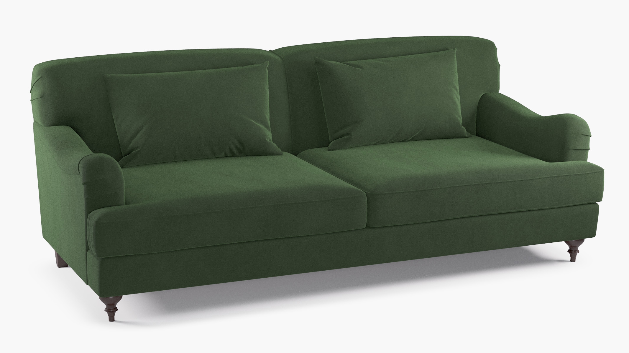 English Roll Arm Sofa, Emerald Luxe Velvet, Walnut - Image 1
