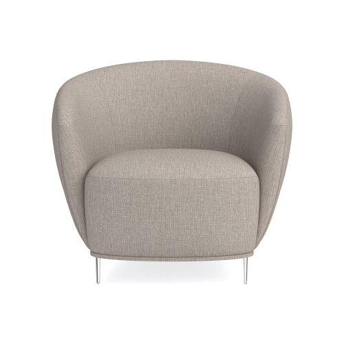 Alexis Pleated Chair, Standard Cushion, Perennials Performance Melange Weave, Light Sand, Polished Nickel - Image 0