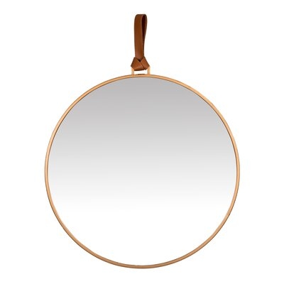 Minimalist Gold Round Mirror With Leather Strap - Image 0