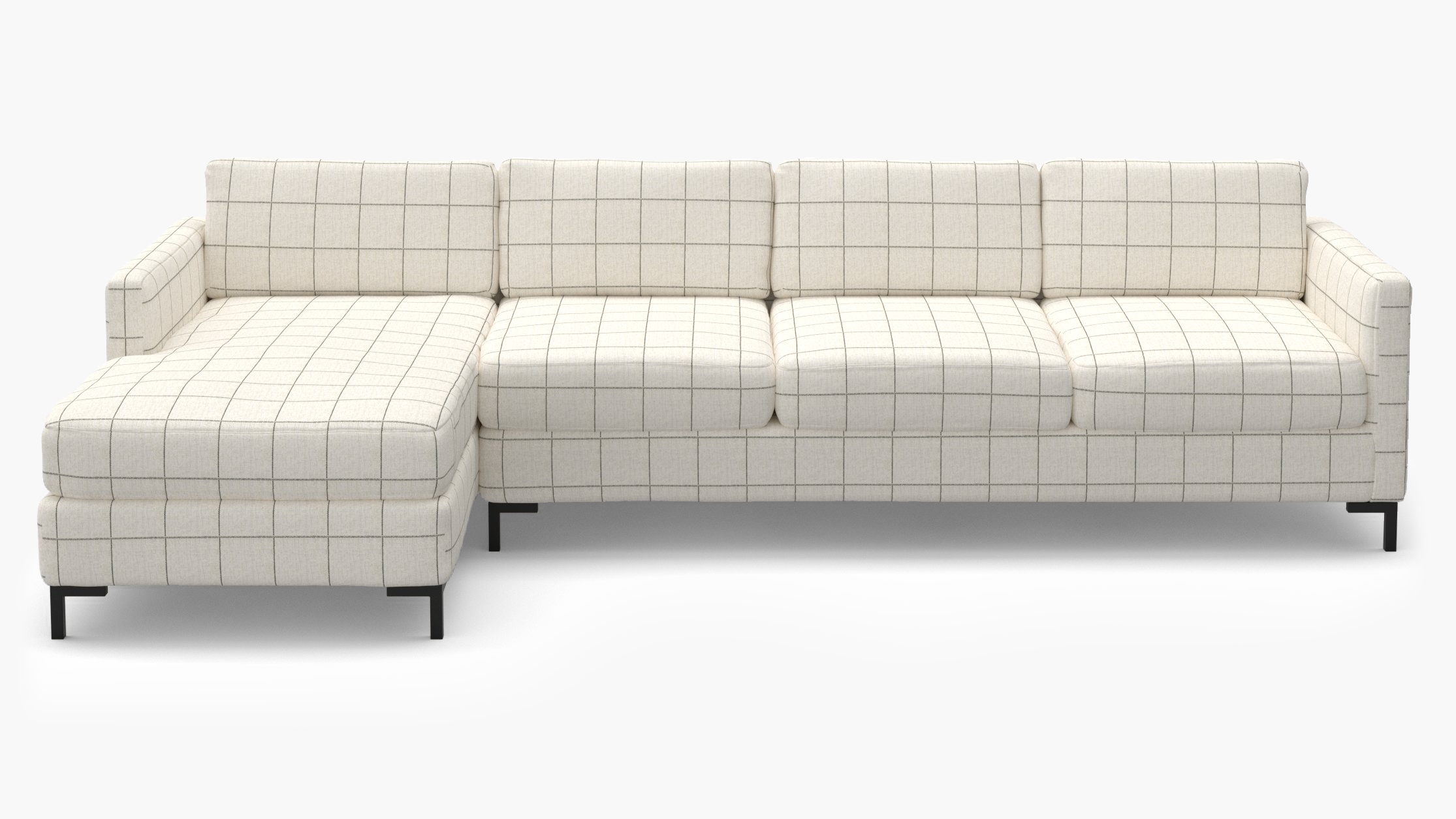 Modern Sectional, Left Facing, Coal Windowpane, Bronze L Leg - Image 0