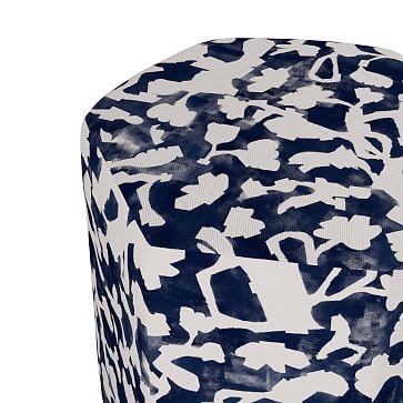 Minted for West Elm Geo Ottoman, Magnolia Leaves, Lake - Image 2