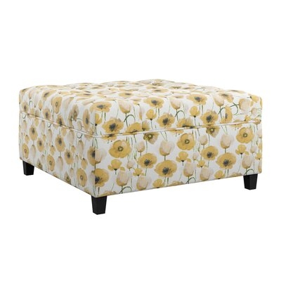 Emerald Home Jaciel Golden Poppy Storage Ottoman With Durable Upholstery And Wood Legs - Image 0