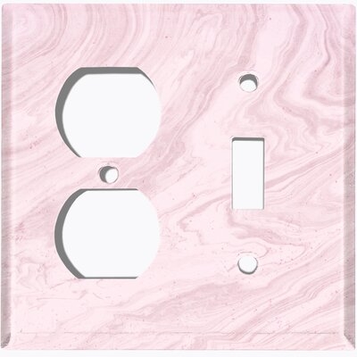 Metal Light Switch Plate Outlet Cover (Marble Gray Print 4  - Single Duplex Single Toggle) - Image 0