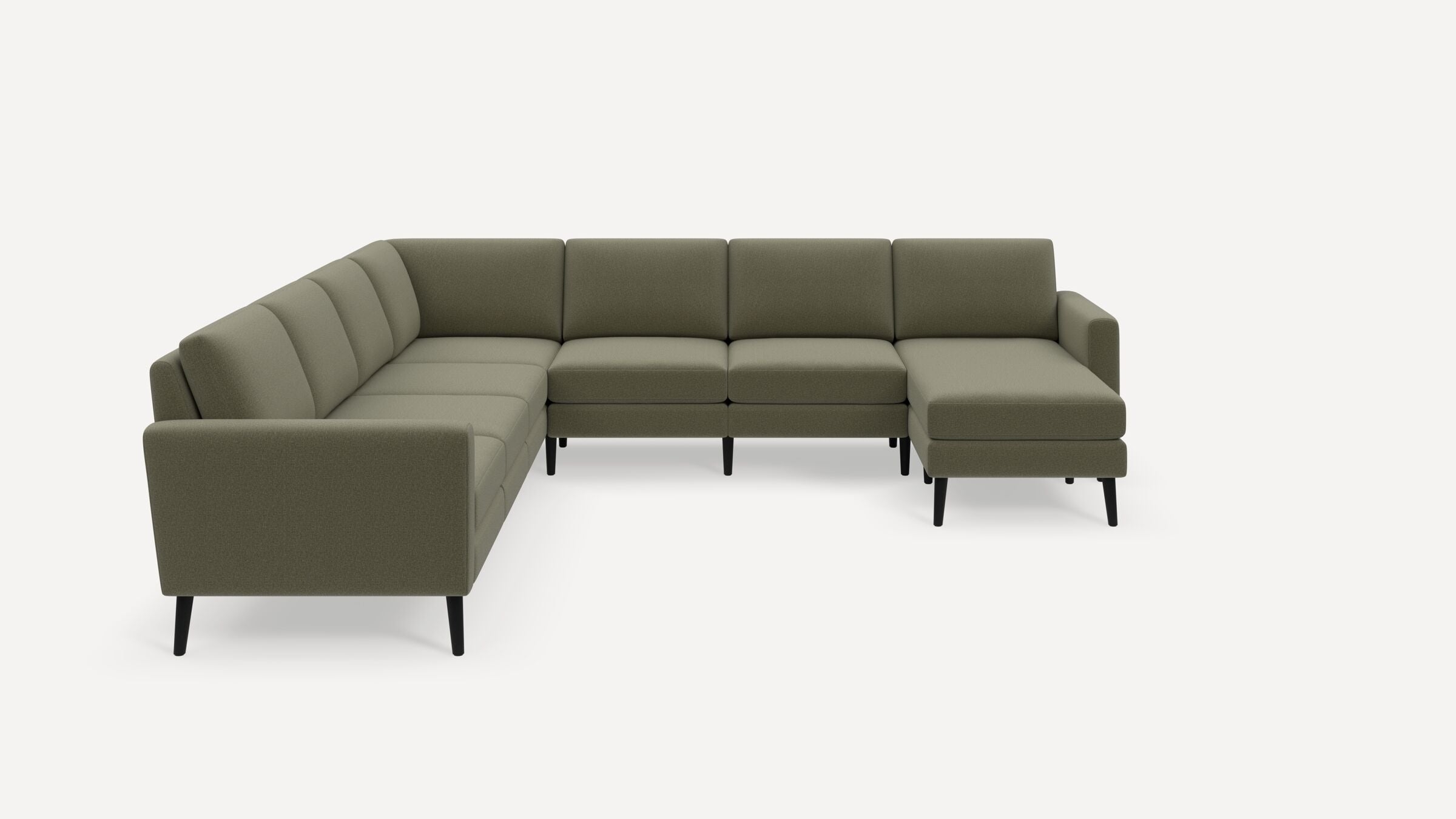 Nomad 7-Seat Corner Sectional with Chaise - Moss Green - Performance Flatweave / Ebony - Wood / Block - Image 0