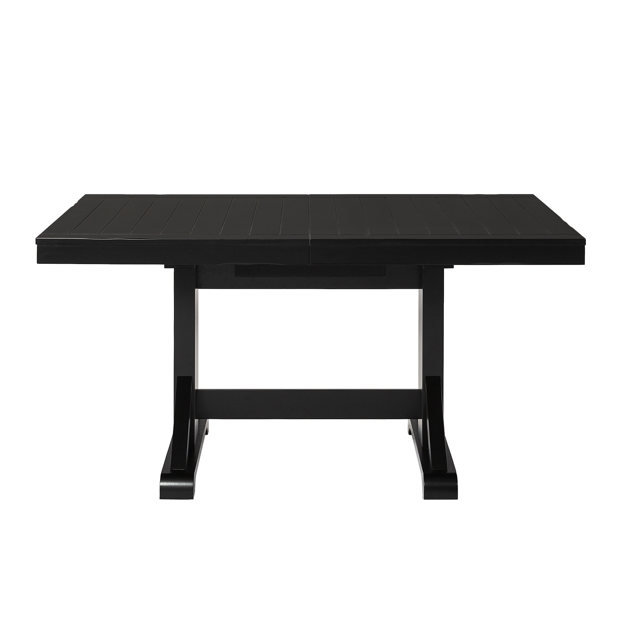 60" Modern Farmhouse Wood Expandable Dining Table - Antique Black  - Image 1