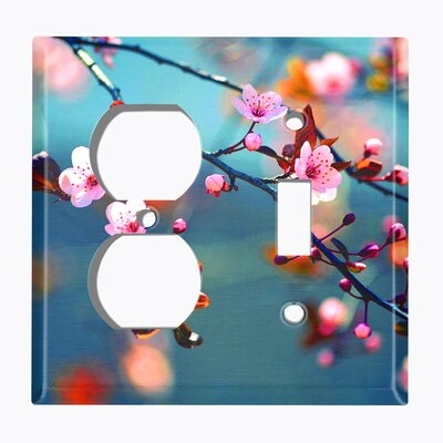 Metal Light Switch Plate Outlet Cover (Sakura Flowers - Single Duplex Single Toggle) - Image 0