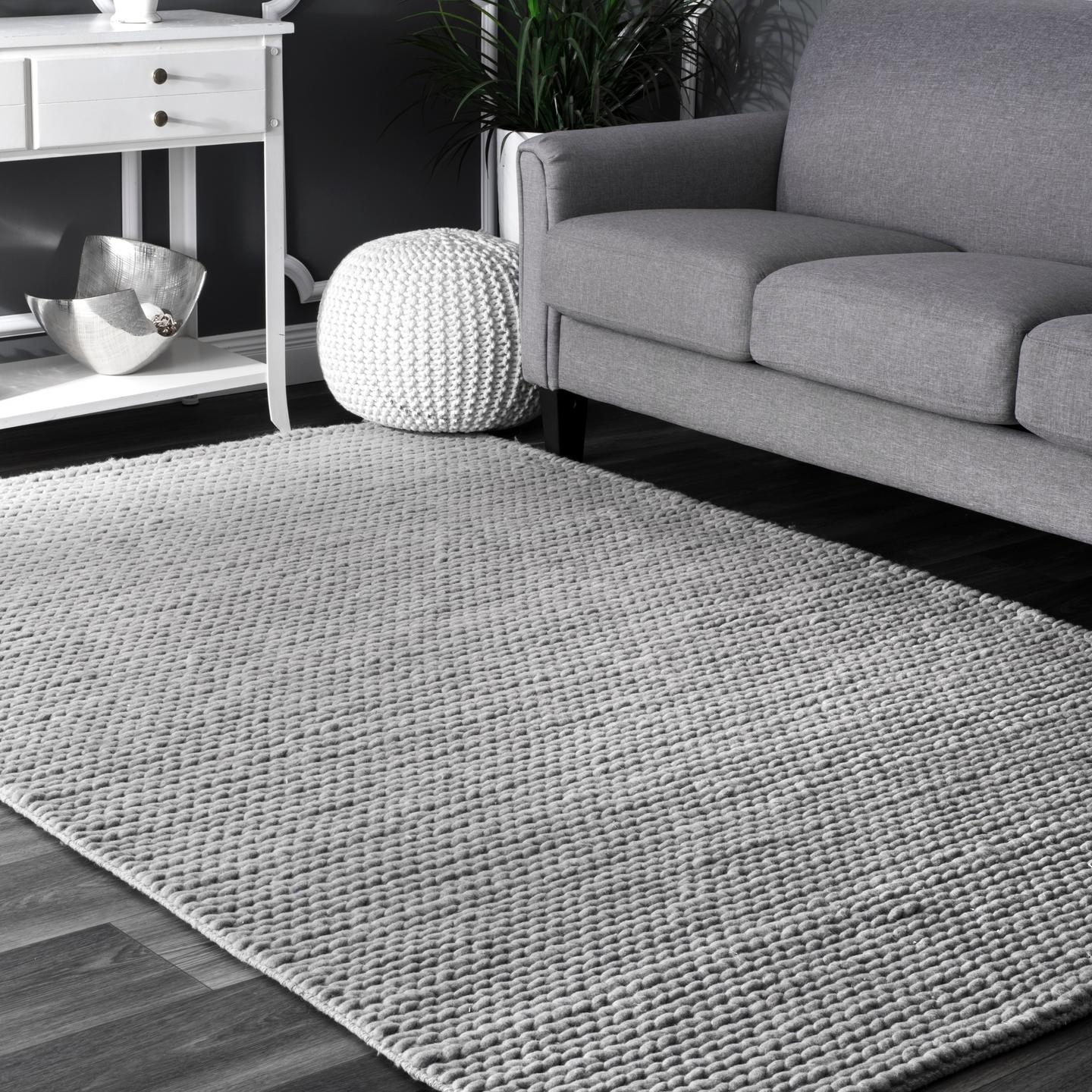 Hand Woven Chunky Woolen Cable Rug Area Rug - Image 0