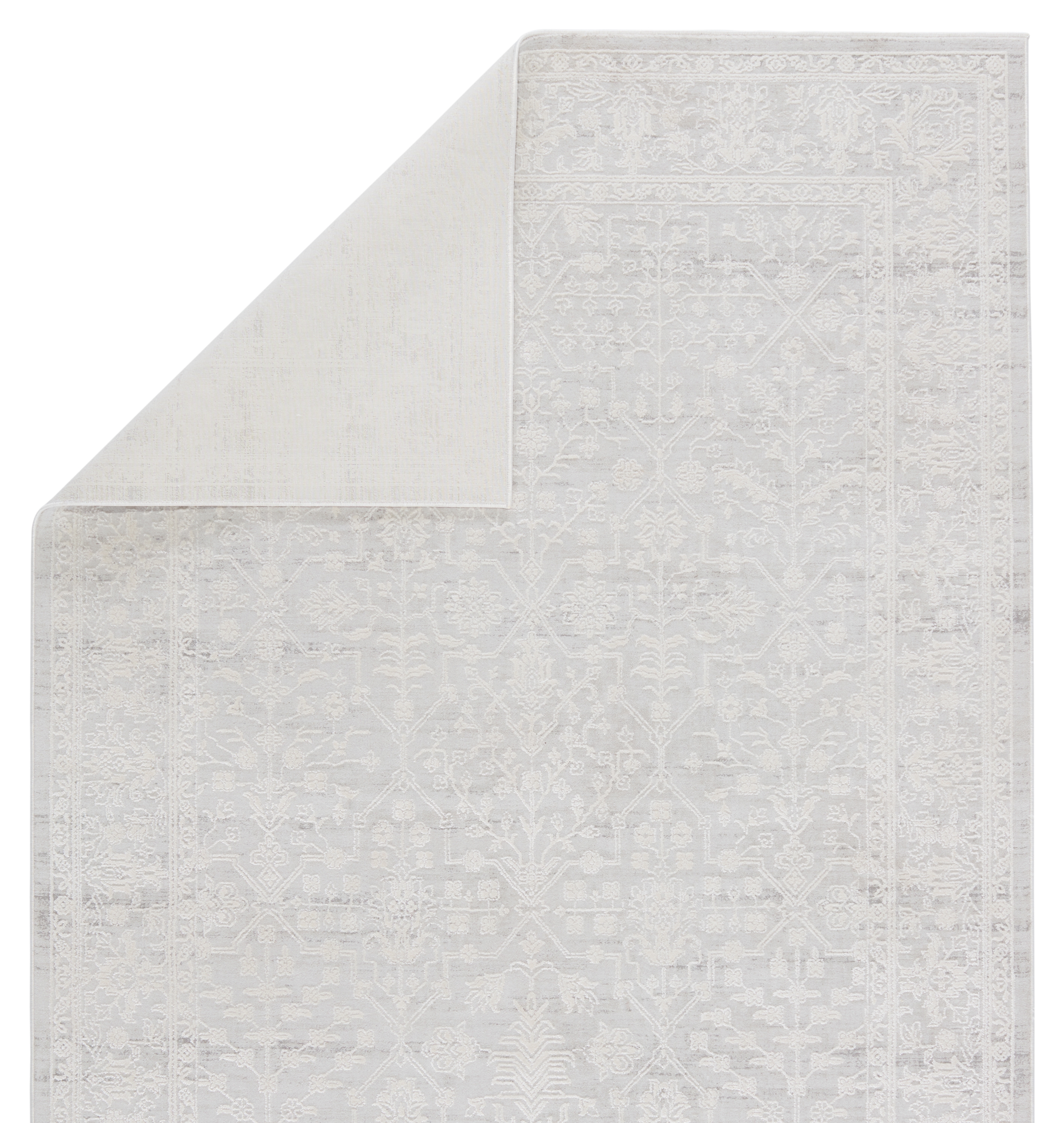 Riella Floral Light Gray/ Cream Runner Rug (2'6"X8') - Image 2