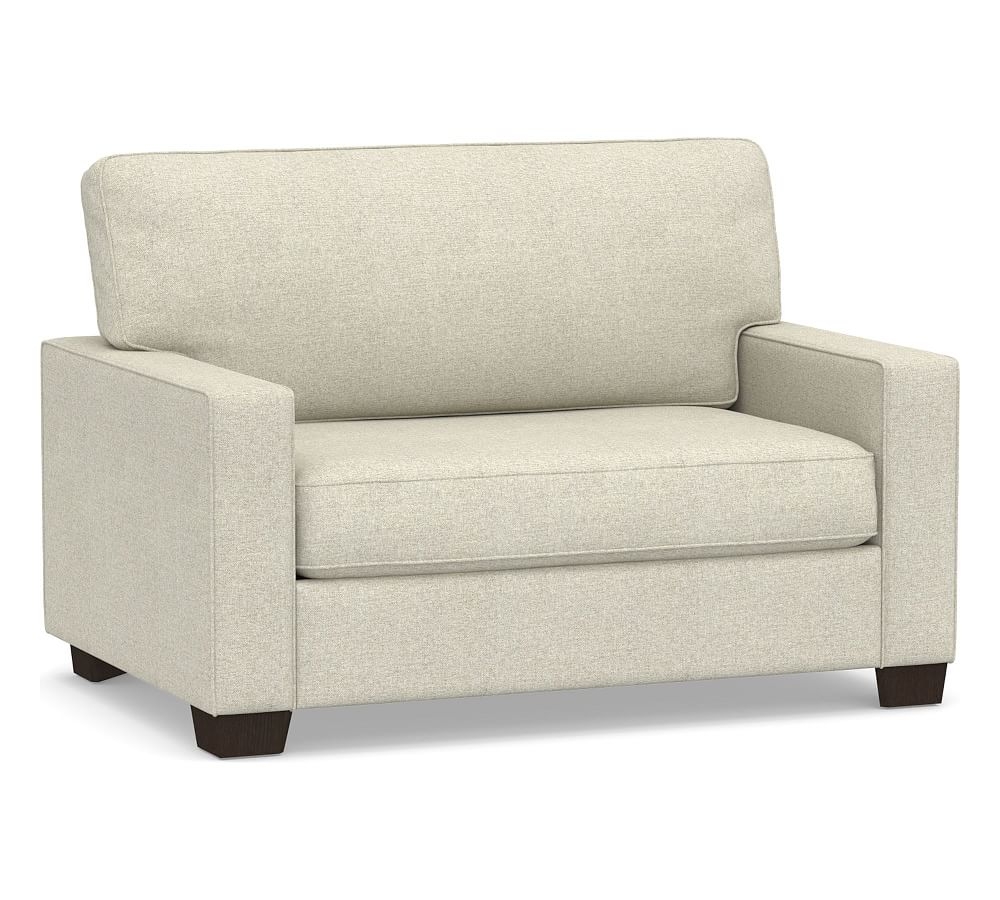 Buchanan Square Arm Upholstered Deluxe Twin Sleeper Sofa, Polyester Wrapped Cushions, Performance Heathered Basketweave Alabaster White - Image 0