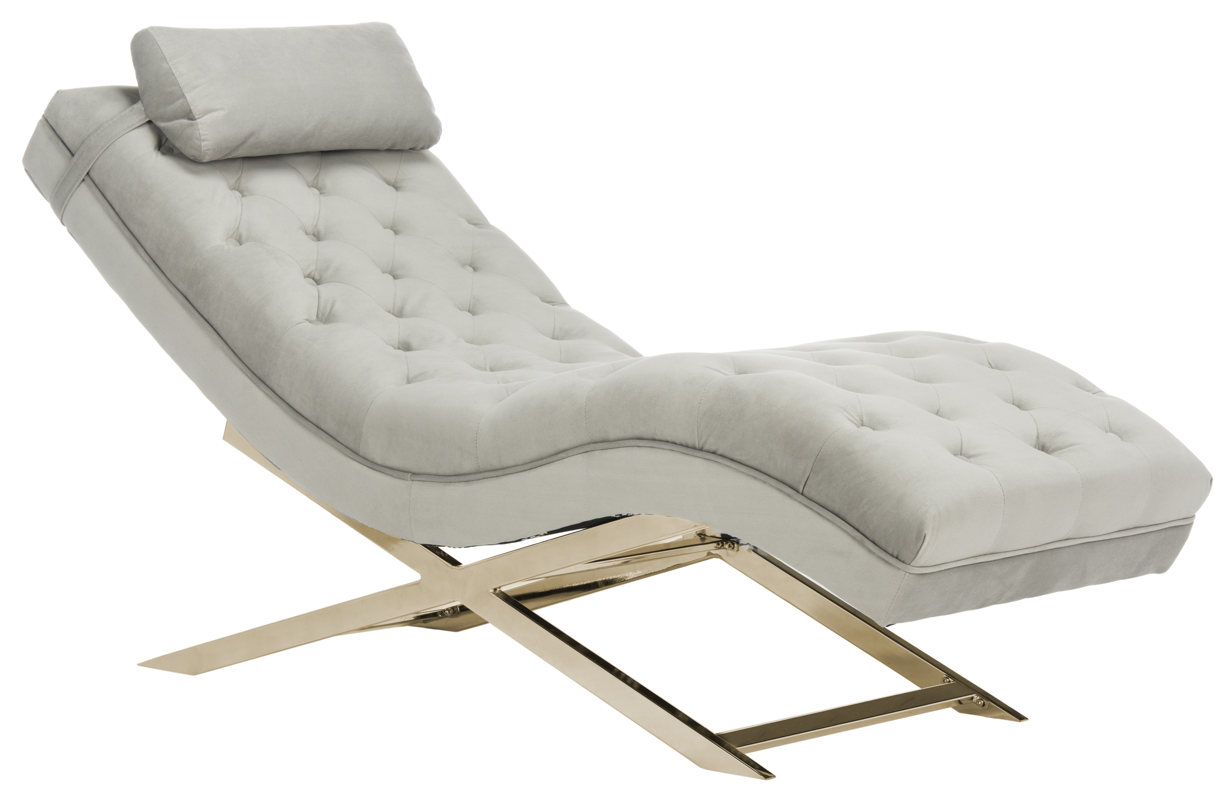 Monroe Chaise W/ Round Pillow - Grey/Gold - Arlo Home - Image 5
