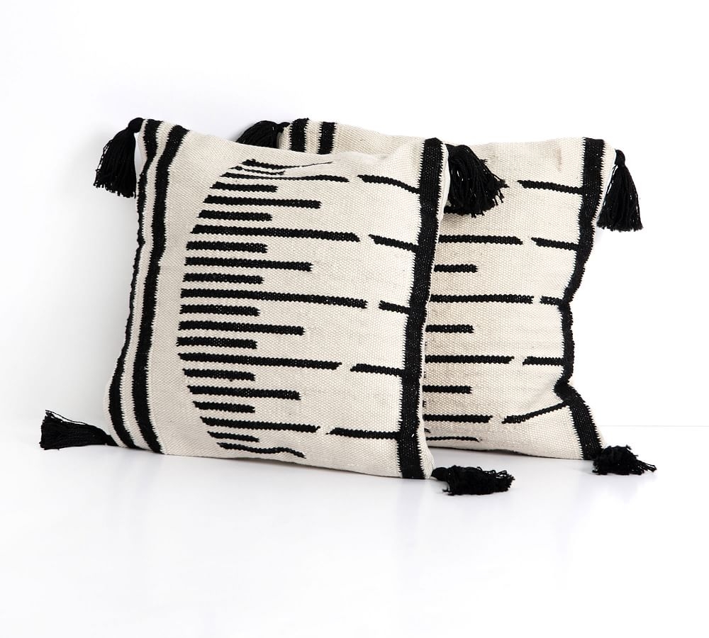 Sage Indoor/Outdoor Pillow - Set of 2, 20 x 20", Cream/Black - Image 0