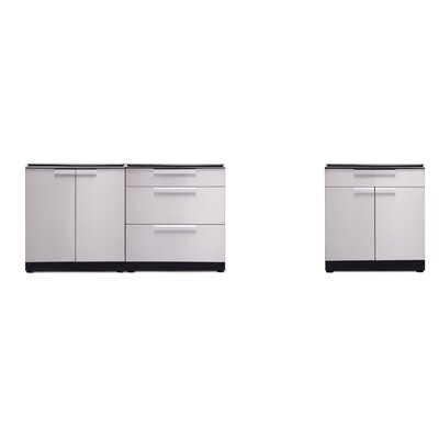 Outdoor Kitchen 96" W x 24" D Stainless Steel 3-Piece Modular Cabinet Set - Image 0