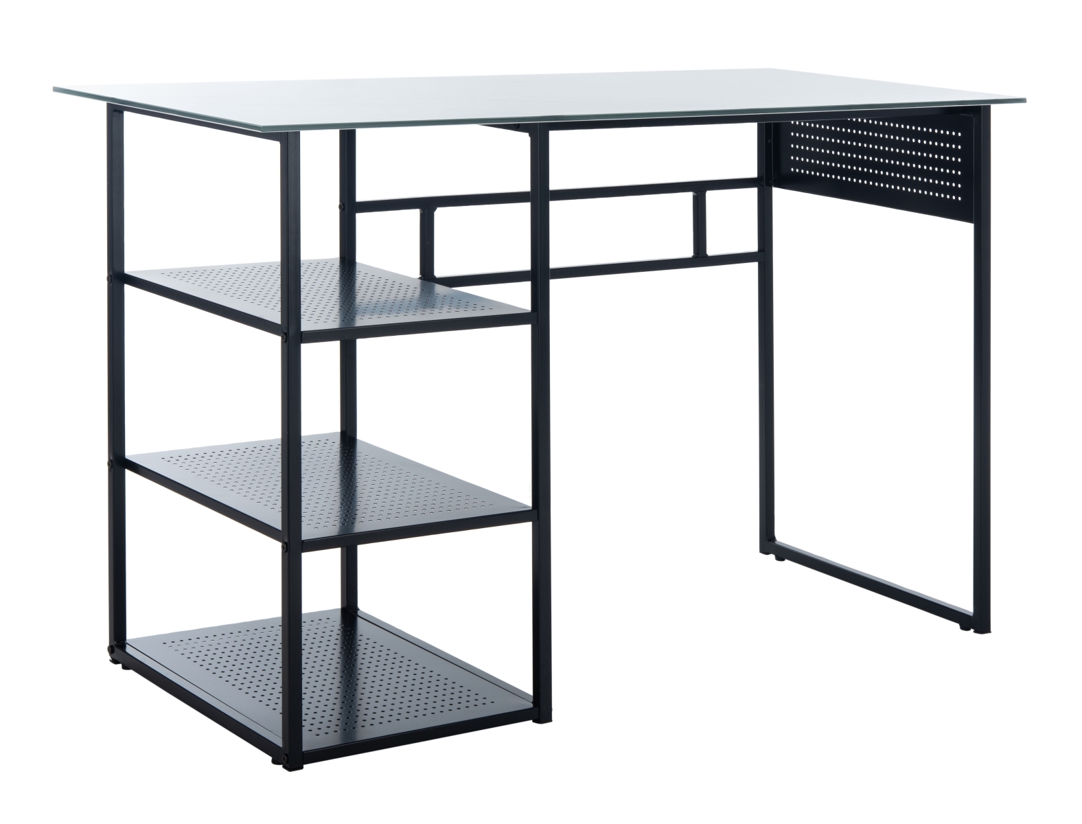 Xyla 3 Shelf Glass Top Desk - White / Black - Safavieh - Image 3