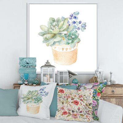 Succulent Flower In Terracotta Pot II - Traditional Canvas Wall Art Print FL35481 - Image 0