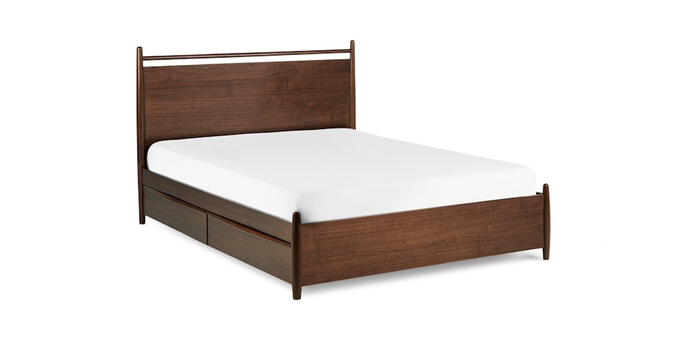 Lenia Queen Panel Storage Bed - Walnut - Image 0