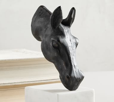 Bronze Horse & Marble Book Ends - Image 1
