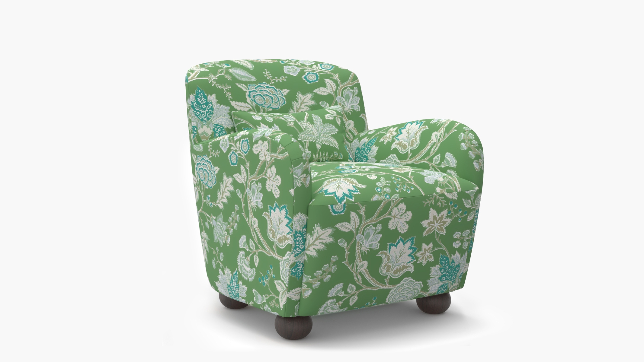 Club Chair, Green La Vendee, Espresso Bun Foot - Image 1