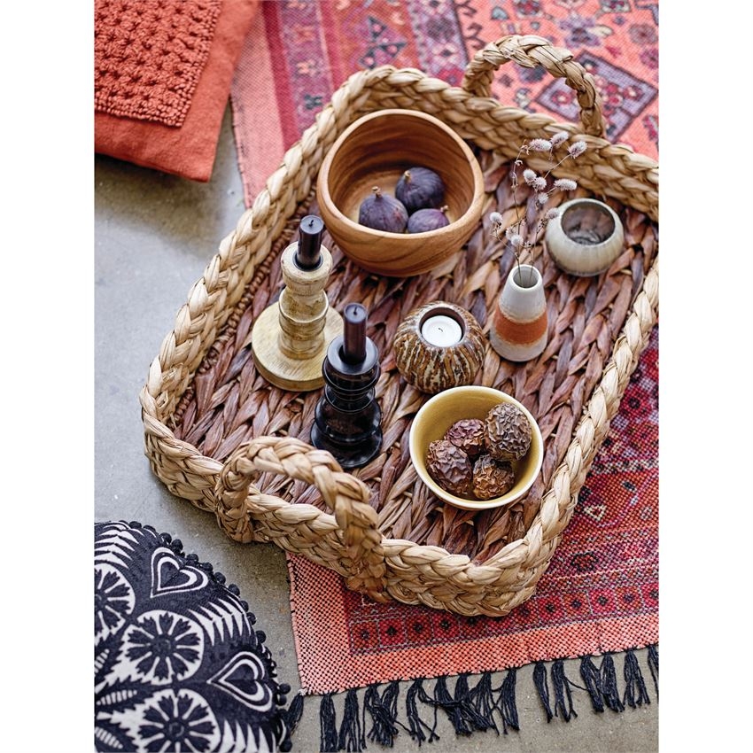 Decorative Handwoven Seagrass Tray with Handles - Image 1