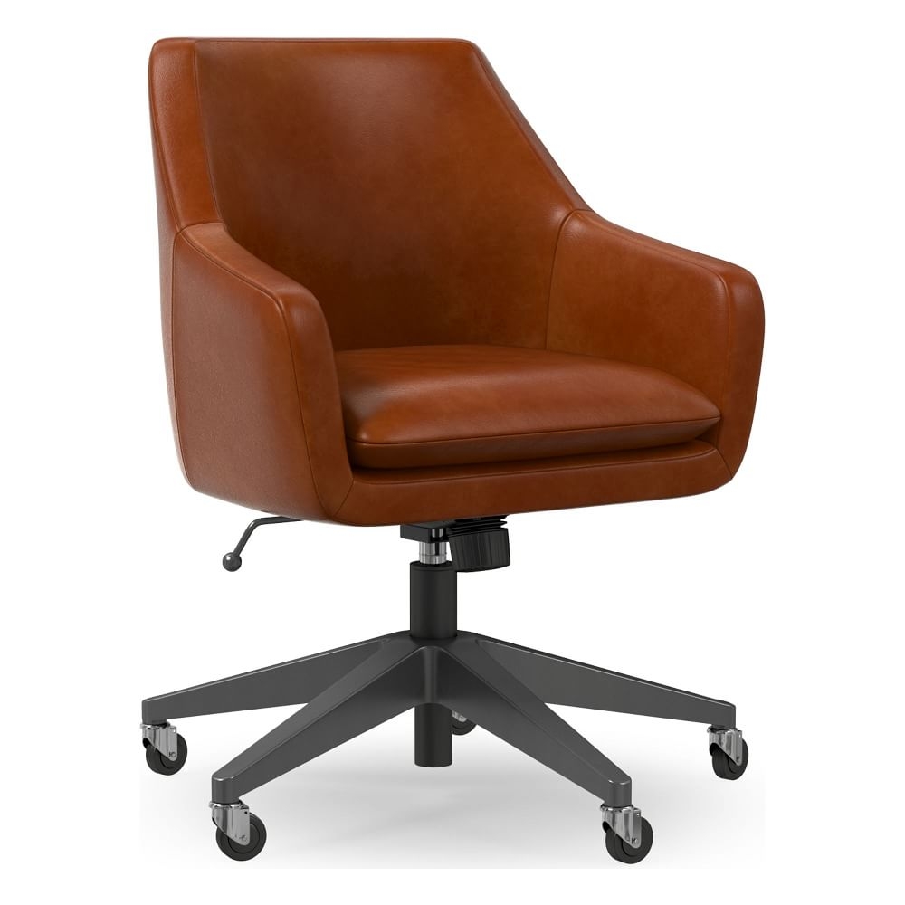 Helvetica Office Chair, Old Saddle Leather, Dark Bronze - Image 0