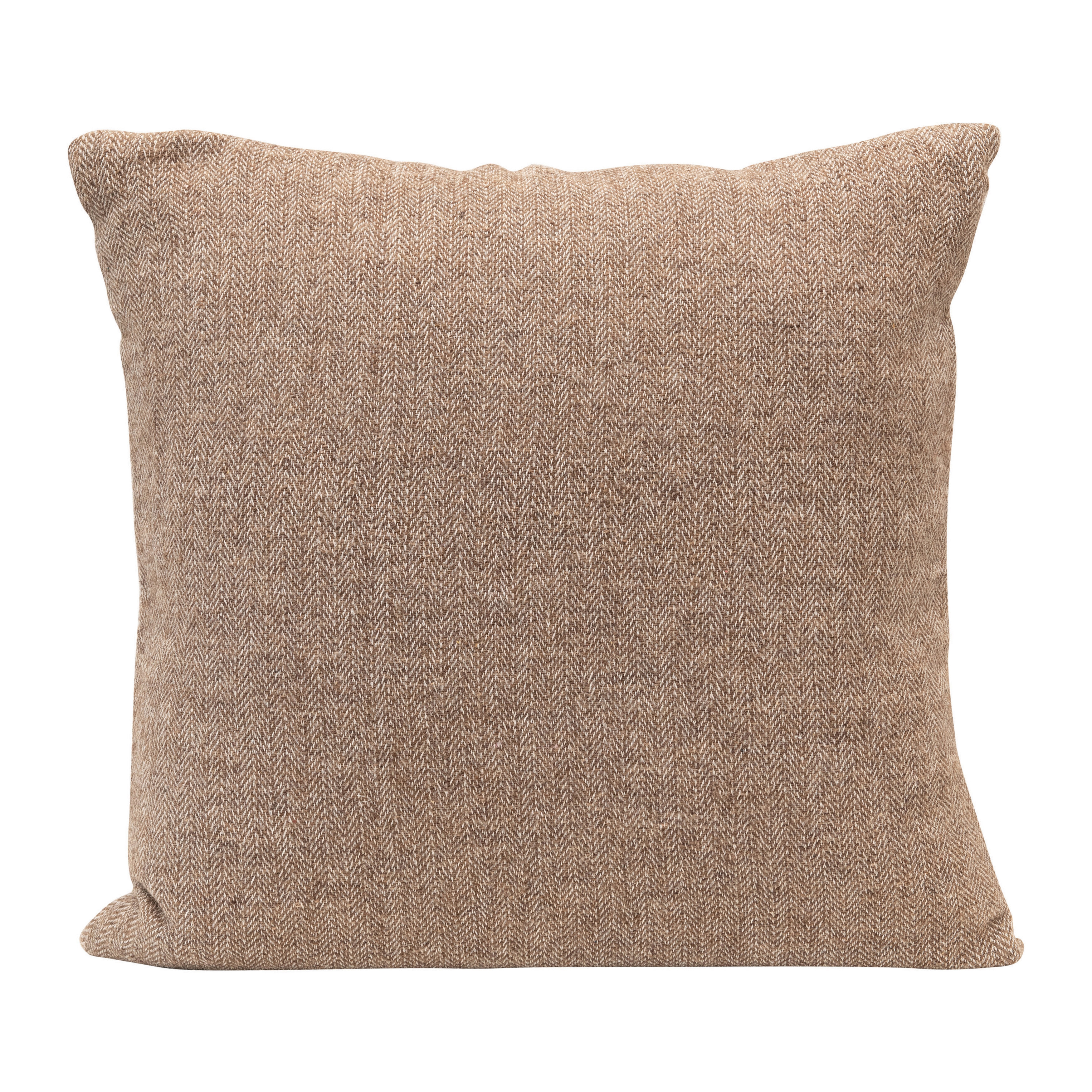 Wool Blend Tweed Pillow, Brown - Image 0