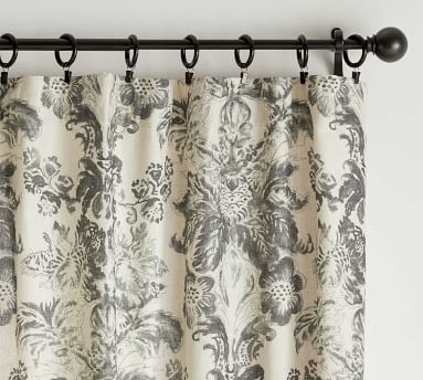 Thea Print Linen/Cotton Rod Pocket Blackout Curtain, Gray Multi, 96 x 50" - Image 2