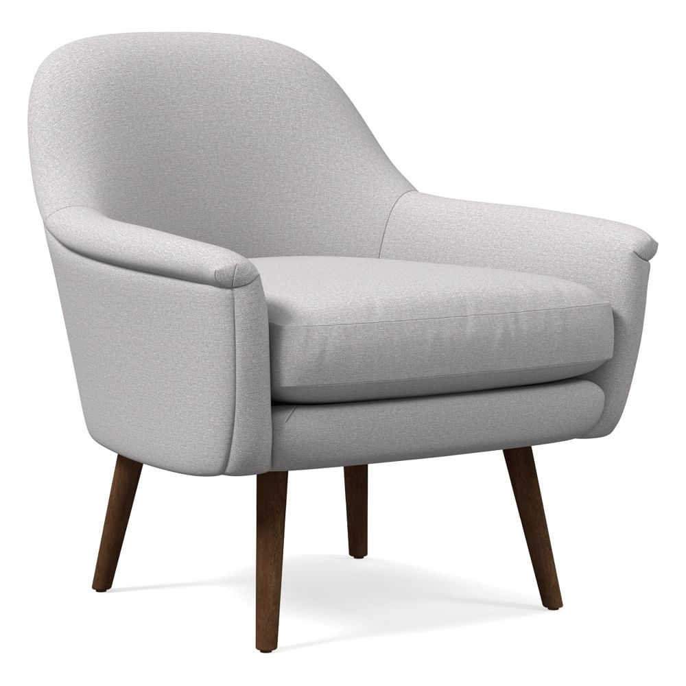 Phoebe Midcentury Chair, Poly, Chenille Tweed, Frost Gray, Pecan - Image 0
