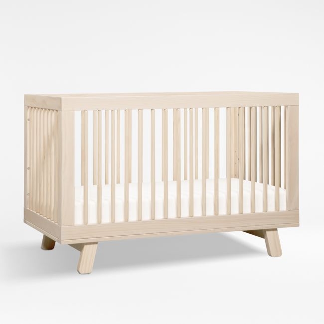 Babyletto Hudson Washed Natural Wood 3-in-1 Convertible Baby Crib with Toddler Bed Conversion Kit - Image 0