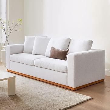 Newport Modular 82" Toss-Back Cushion Sofa, Performance Coastal Linen, White, Almond - Image 1