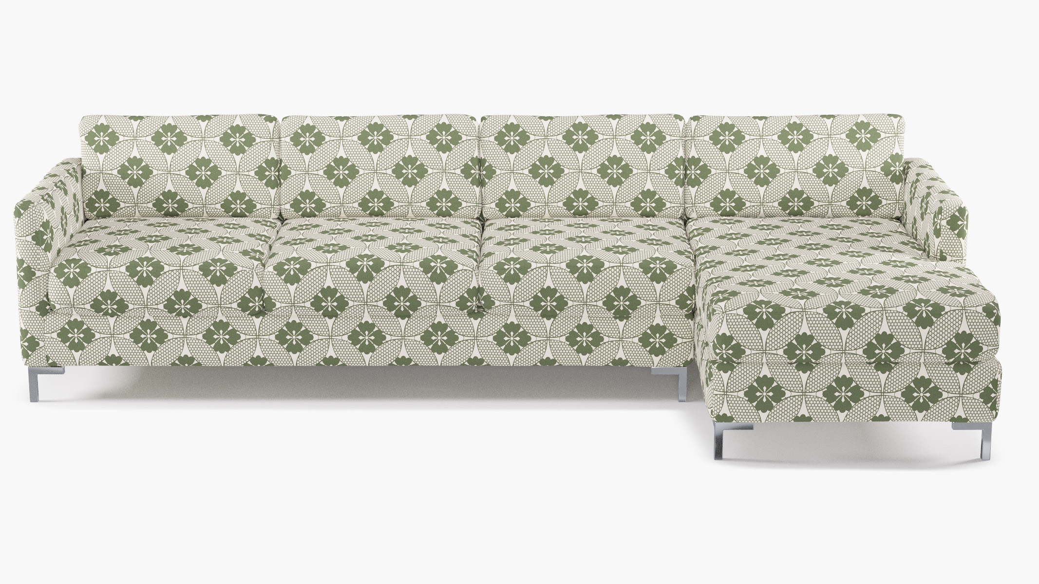 Modern Sectional, Right Facing, Sage Solaire, Chrome L Leg - Image 0
