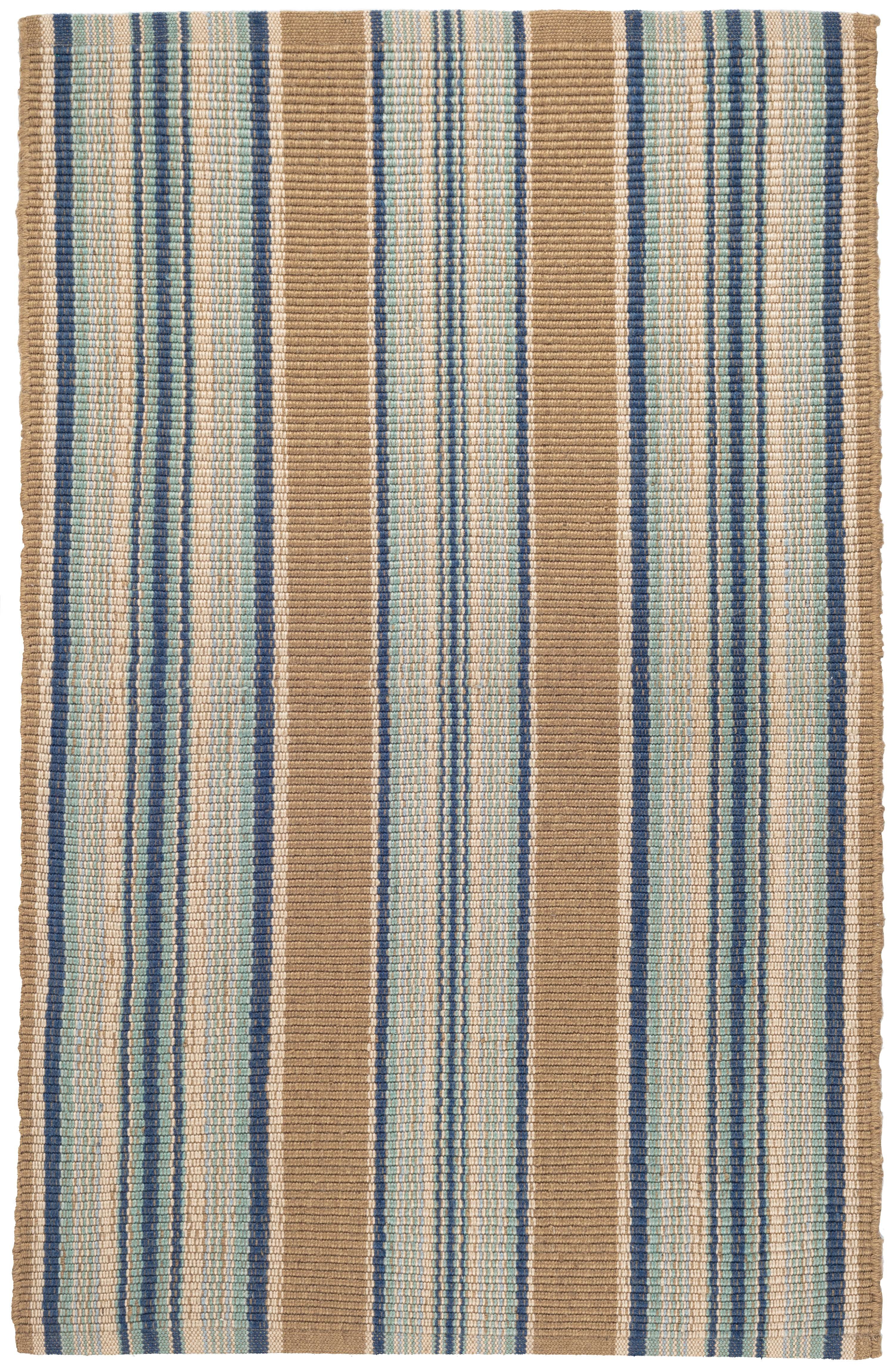 Blue Heron Stripe Handwoven Indoor/Outdoor Rug - Image 0