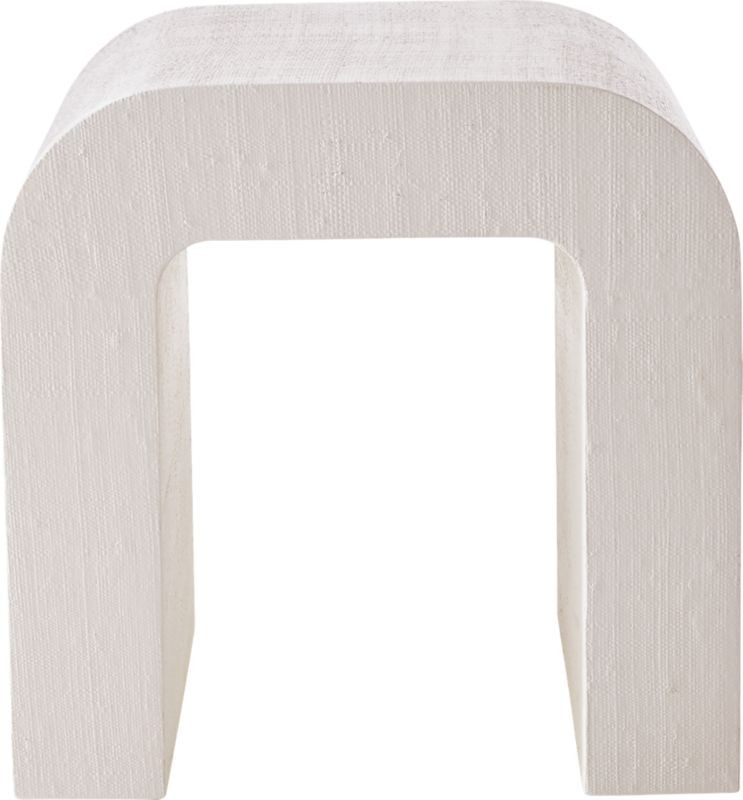 Horseshoe Lacquered Linen Side Table, Ivory - Image 0