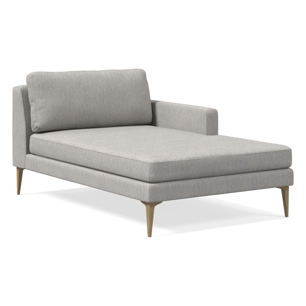 Andes Right Arm Chaise, Poly, Performance Coastal Linen, Storm Gray, Blackened Brass - Image 0