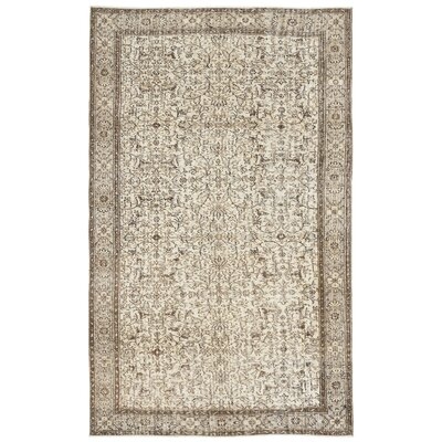 One-of-a-Kind Hand-Knotted 1960s Beige 5'11" x 9'4" Area Rug - Image 0