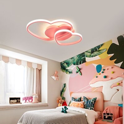 Pink Love Heart-Shaped Romantic LED Dimmable Ceiling Light 42W With Remote Control - Image 0