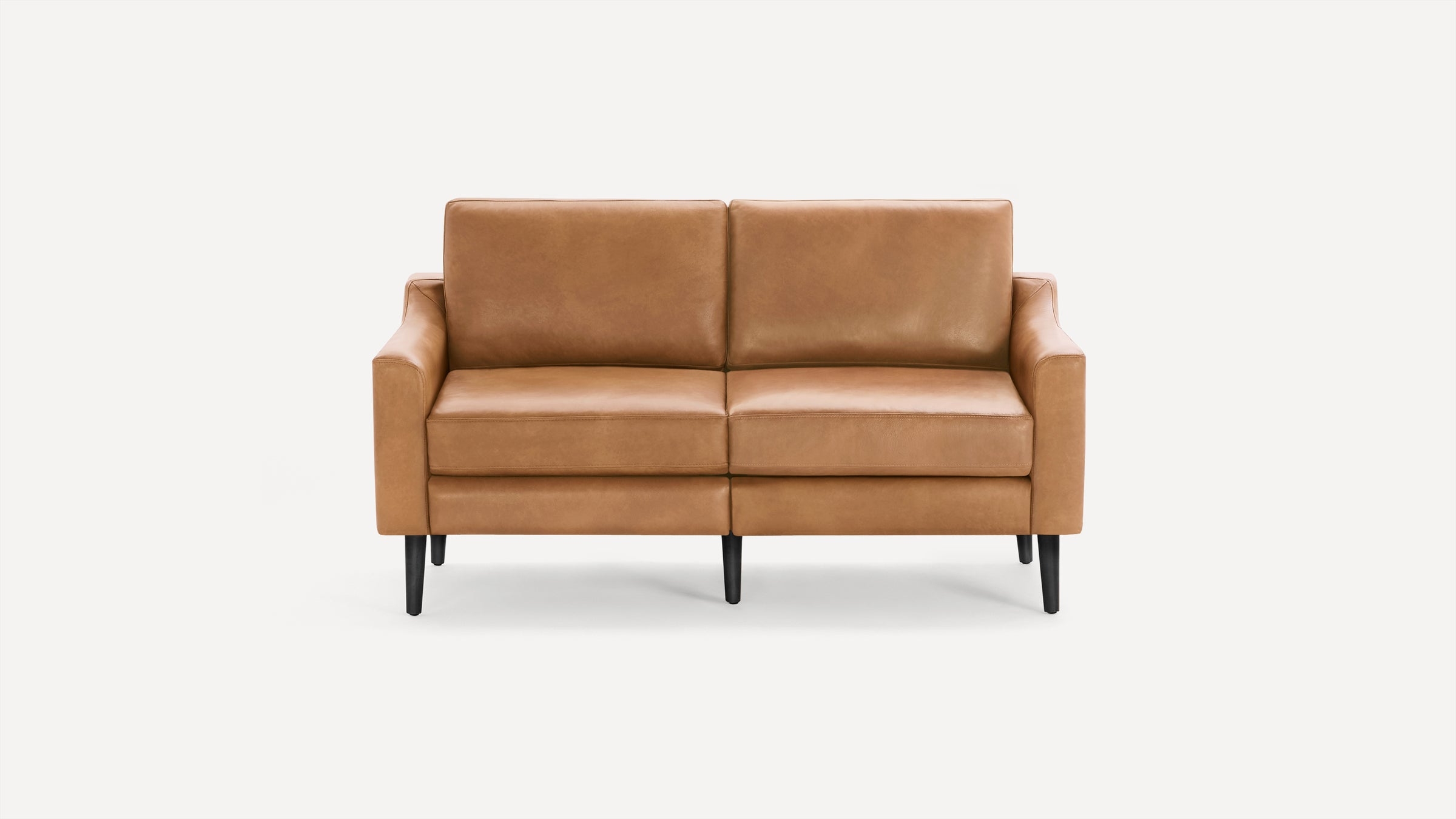 Nomad Leather Loveseat - Camel - Top Grain Leather / Brass - Metal / Slope - Image 10