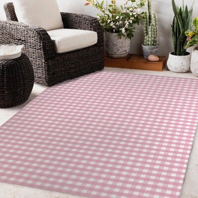 PINK GINGHAM DREAM Outdoor Rug By Gracie Oaks - Image 0