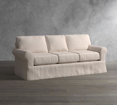 Buchanan Roll Arm Slipcovered Sofa 87", Polyester Wrapped Cushions, Performance Boucle Oatmeal - Image 1