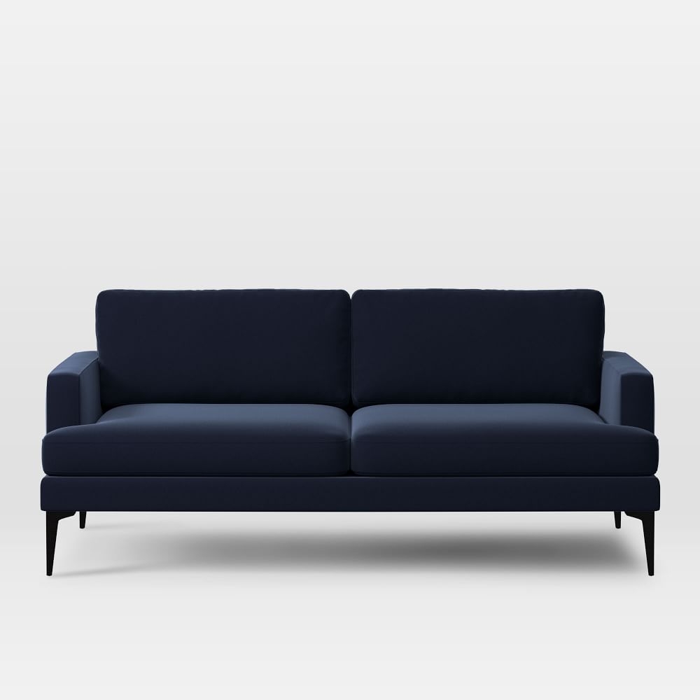 Andes 77" Multi-Seat Sofa, Standard Depth, Distressed Velvet, Ink Blue, Dark Pewter - Image 0