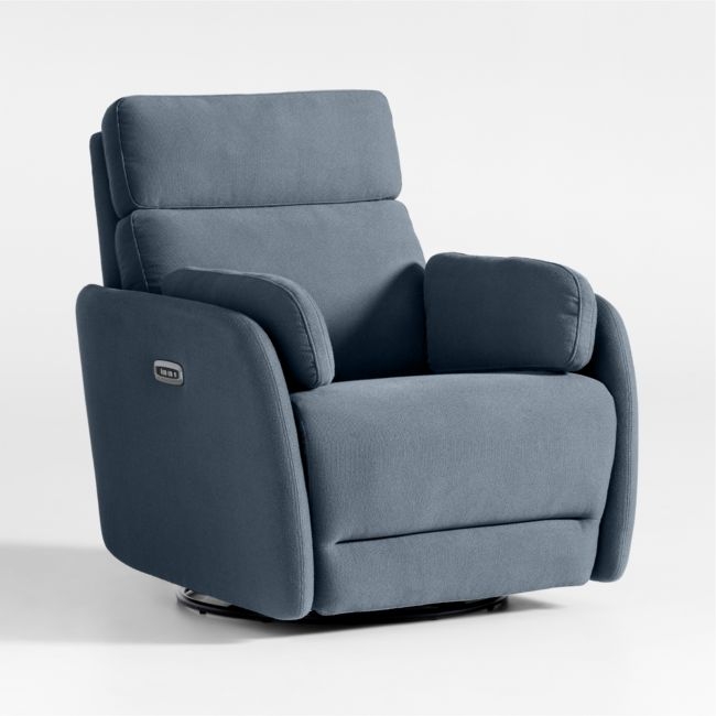Owen Denim Blue Nursery Electronic Power Recliner with Night Light - Image 0