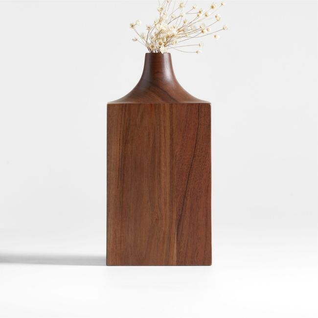 Izumo Small Walnut Wood Vase 7.5" - Image 0