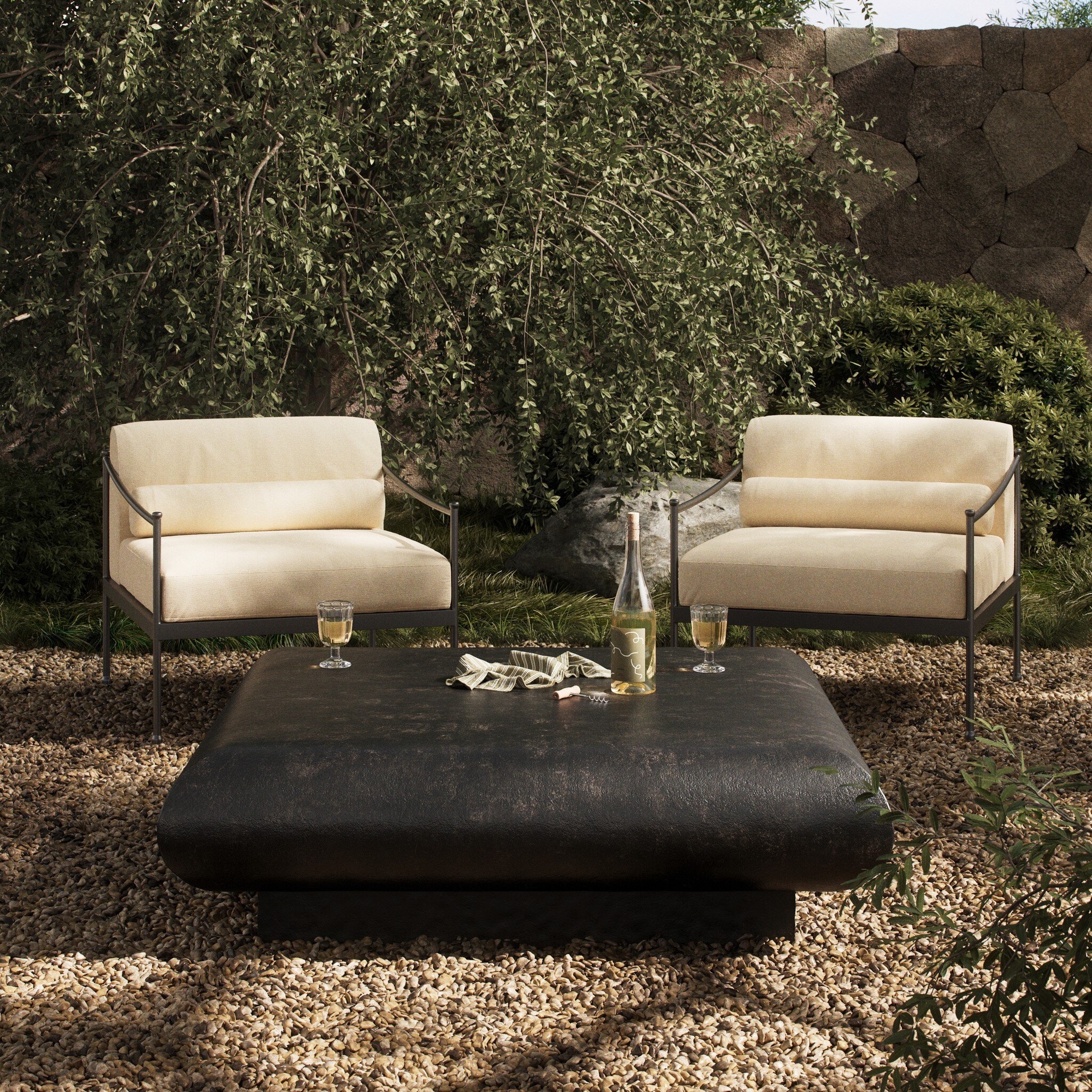 Ambra Outdoor Coffee Table - Distressed Bronze - Image 3
