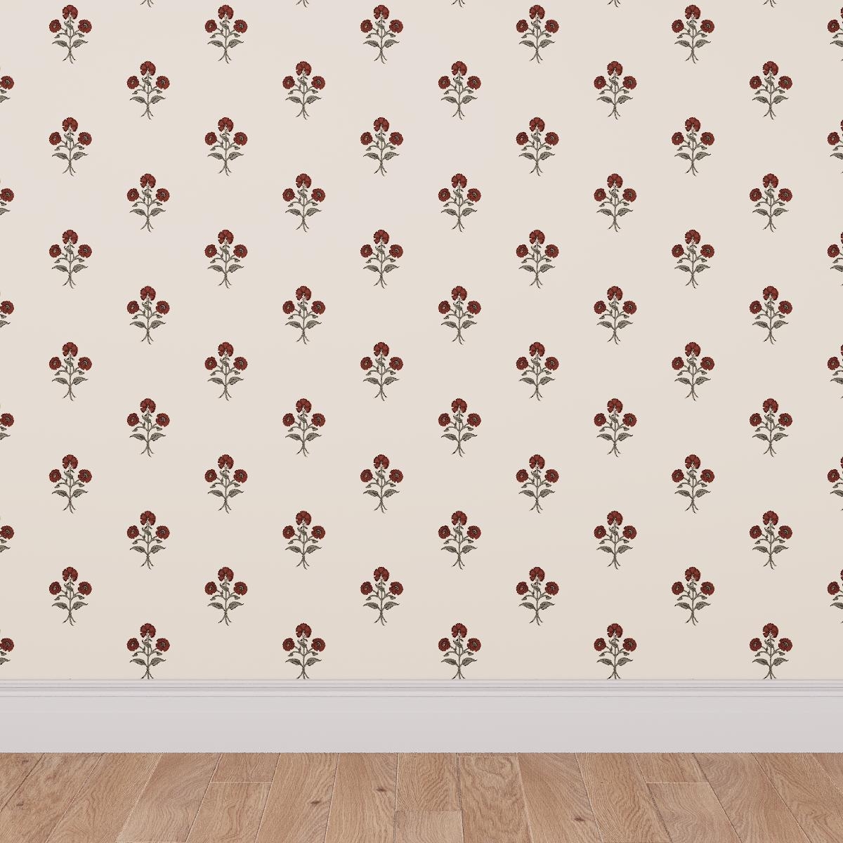 Traditional Wallpaper, Red Delphine - Image 0